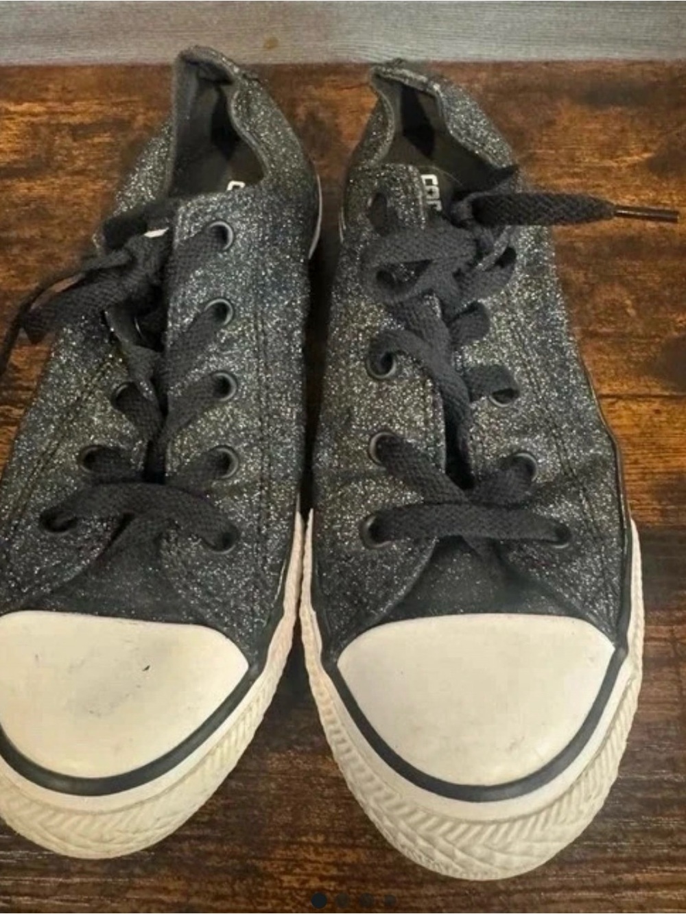 Converse Kids Black Glitter Low-Top Sneakers